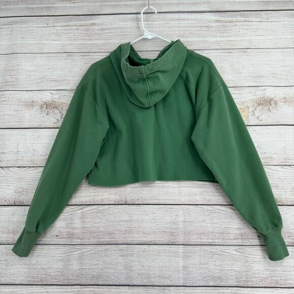 Free People FP Movement Cropped Oversized Hoodie Womens Small Green - Picture 2 of 11